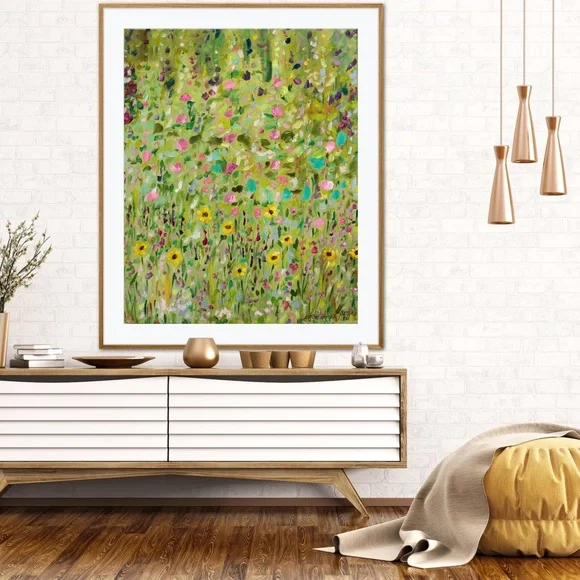 Flower Garden Wild Free Art Print Abstract floral whimsy cottagecore fairy decor - Picture 5 of 7